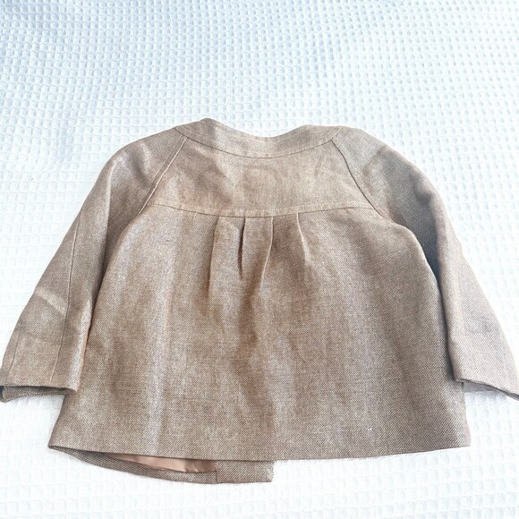 Michael Kors Womens Swing Blazer Linen Blend Woven Gold Size PS - Picture 3 of 8